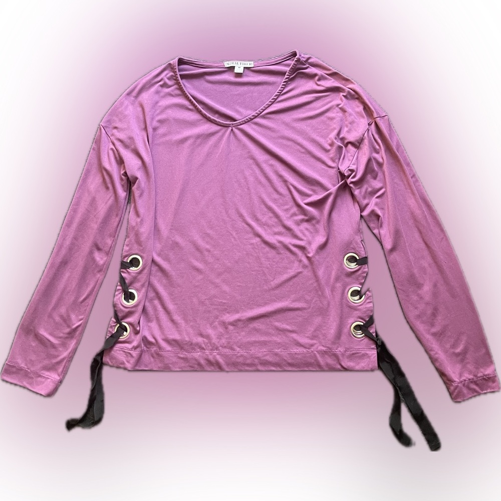 Moral Fiber Lavender Long Sleeve Top with Side Ties